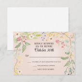 Wilde Bohemian Blush Pink Peach Waterverf RSVP Kaart (Voorkant / Achterkant)