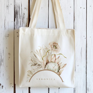 Wilde Boho Protea Pampas Gras Bloemstuk Persoonlij Tote Bag