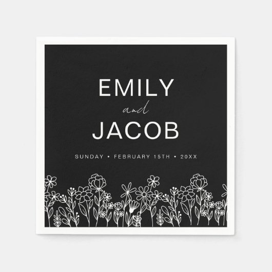 Wilde Boho Weddenschap in Bloom Black Servet (Voorkant)