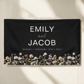 Wilde Boho Weddenschap in Bloom Black White Spandoek