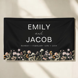 Wilde Boho Weddenschap in Bloom Black White Spandoek