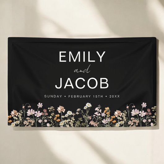 Wilde Boho Weddenschap in Bloom Black White Spandoek