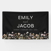 Wilde Boho Weddenschap in Bloom Black White Spandoek (Horizontaal)