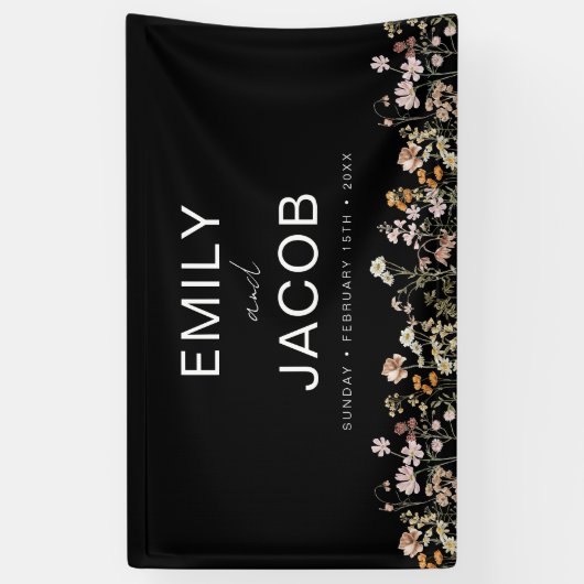 Wilde Boho Weddenschap in Bloom Black White Spandoek (Verticaal)