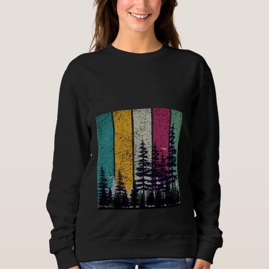 Wilde bomen in de openlucht Natuur Retro Forest Trui (Voorkant)
