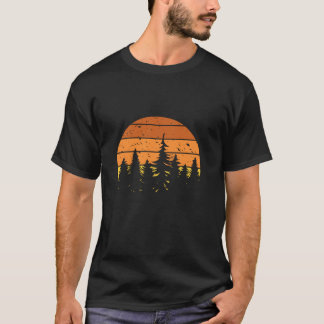 Wilde bomen in openlucht Natuur Retro Forest Sleev T-shirt
