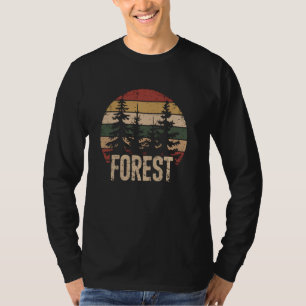 Wilde bomen in openlucht Natuur Retro Forest Sleev T-shirt