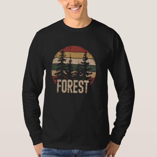 Wilde bomen in openlucht Natuur Retro Forest Sleev T-shirt (Voorkant)