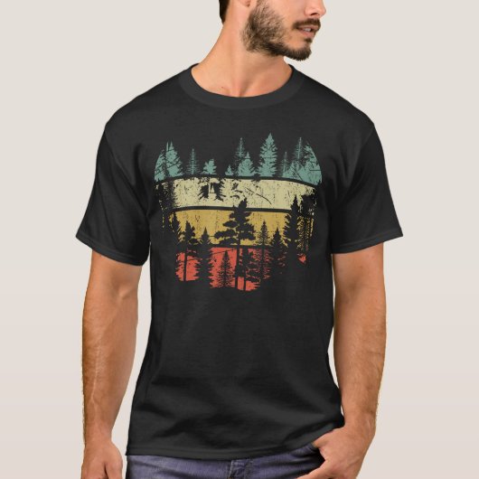 Wilde bomen in openlucht Natuur Retro Forest Sleev T-shirt (Voorkant)
