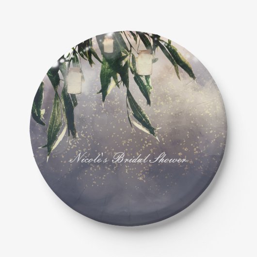 Wilde bomen wekken en Mason Jar Lights Elegant Papieren Bordje (Voorkant)