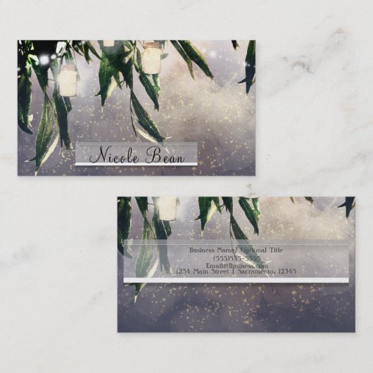 Wilde bomen wekken en Mason Jar Lights Elegant Visitekaartje (Voorkant / Achterkant)