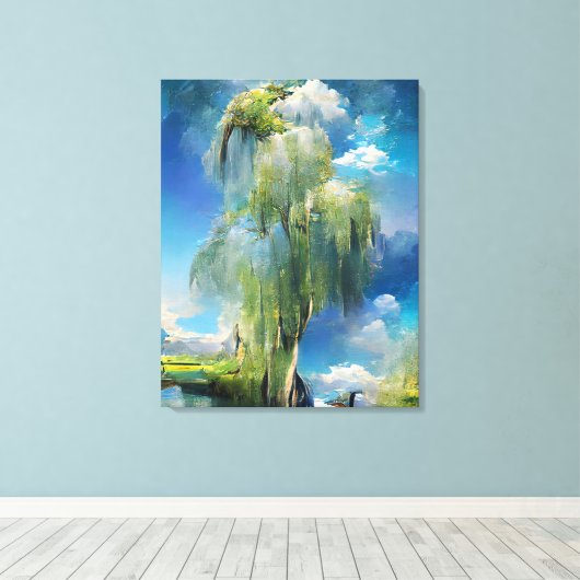 Wilde boom aan de hemel Abstract Canvas Afdruk (Insitu (Houten vloer))