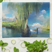 Wilde boom aan de hemel Abstract Theedoek (Gevouwen)