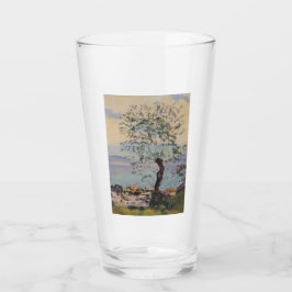 Wilde boom bij het meer (Zwitsers landschap) Glas