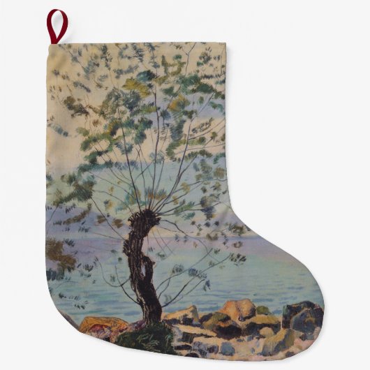 Wilde boom bij het meer (Zwitsers landschap) Grote Kerstsok (Voorkant)