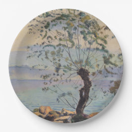 Wilde boom bij het meer (Zwitsers landschap) Papieren Bordje