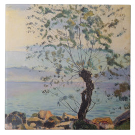 Wilde boom bij het meer (Zwitsers landschap) Tegeltje