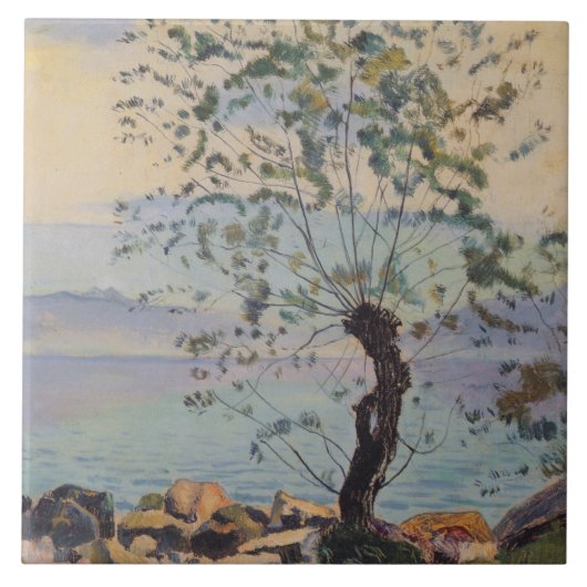 Wilde boom bij het meer (Zwitsers landschap) Tegeltje (Voorkant)