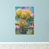 Wilde boom op zonsondergang door de vijver canvas afdruk (Insitu (Houten vloer))