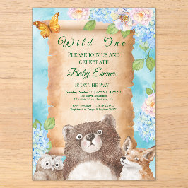 Wilde Bos Baby Shower Watercolor Kunst Acryl Uitnodigingen