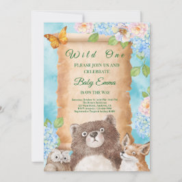 Wilde Bos Baby Shower Waterverf Kunst Kaart