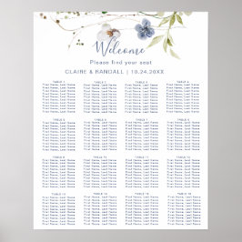 Wilde bos bloem bruiloft zitplaatsenkaart poster