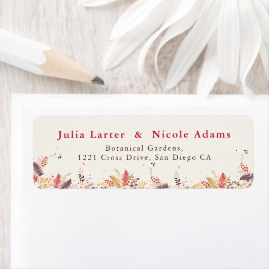 Wilde bos bloemen varens paddestoelen gebladerte b etiket (Insitu)