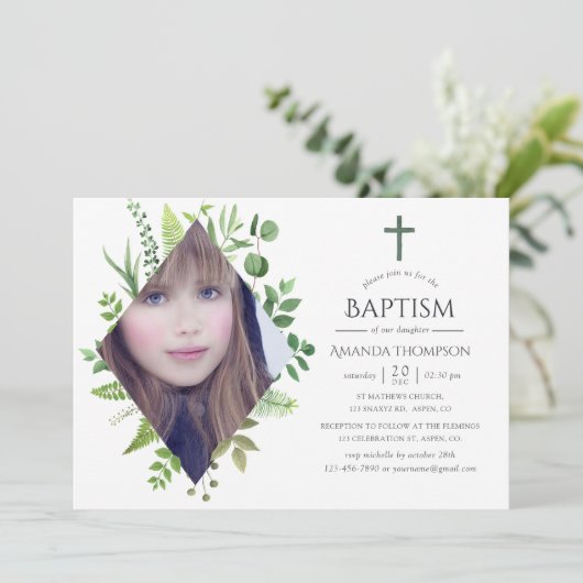 Wilde Bos groen doop of doop Kaart (Staand voorkant)