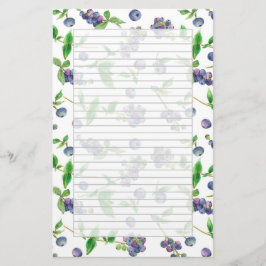 Wilde Bosbessen Waterverf Fruit Grey Lined Briefpapier