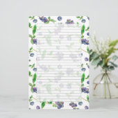 Wilde Bosbessen Waterverf Fruit Grey Lined Briefpapier (Staand voorkant)