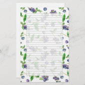 Wilde Bosbessen Waterverf Fruit Grey Lined Briefpapier (Voorkant / Achterkant)