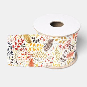 Wilde bosbloemen varens paddestoelen gebladerte tr grosgrain lint
