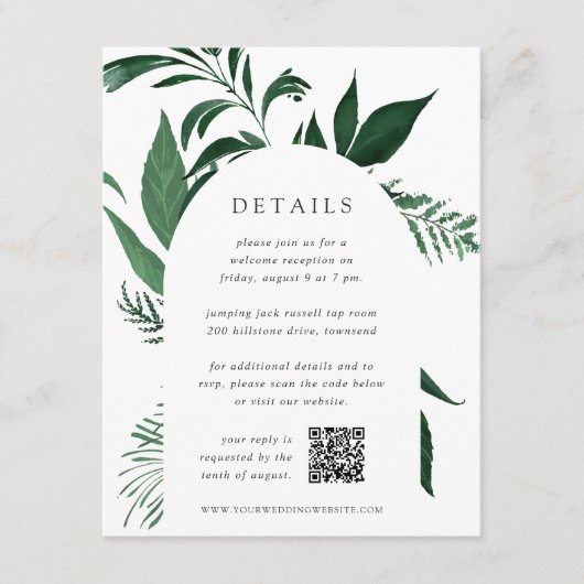 Wilde bosbouw Botanische QR-code Weddenschap Detai Informatiekaartje (Voorkant)