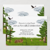 Wilde bosdieren Kleurpotlood Birthday Kaart (Voorkant / Achterkant)