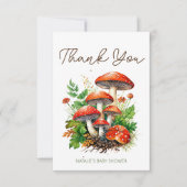 Wilde bospaddenstoelen baby shower bedankkaart (Voorkant)
