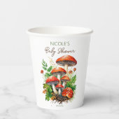 Wilde bospaddenstoelen baby shower bedrukte sjablo papieren bekers (Achterkant)