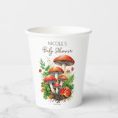 Wilde bospaddenstoelen baby shower bedrukte sjablo papieren bekers (Voorkant)