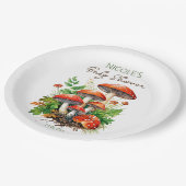 Wilde bospaddenstoelen baby shower bedrukte sjablo papieren bordje (Gekanteld)