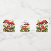 Wilde bospaddenstoelen baby shower bedrukte sjablo waterfles etiket (Enkel label)