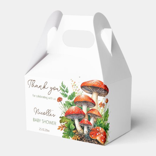 Wilde bospaddenstoelen baby shower begunstigt sjab bedankdoosjes (Voorkant Zijde)
