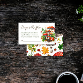 Wilde bospaddenstoelen baby shower luier loterij informatiekaartje