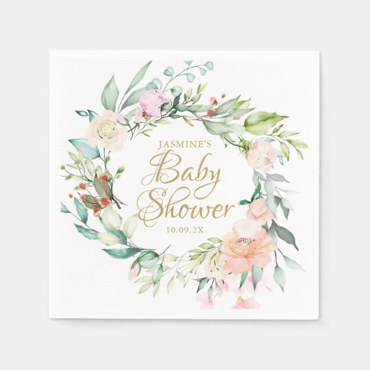 Wilde Bosrozen Koppel Baby Shower / Sprinkle Servet (Voorkant)