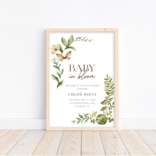 Wilde botanische Baby in Bloom Rustic Welcome Poster