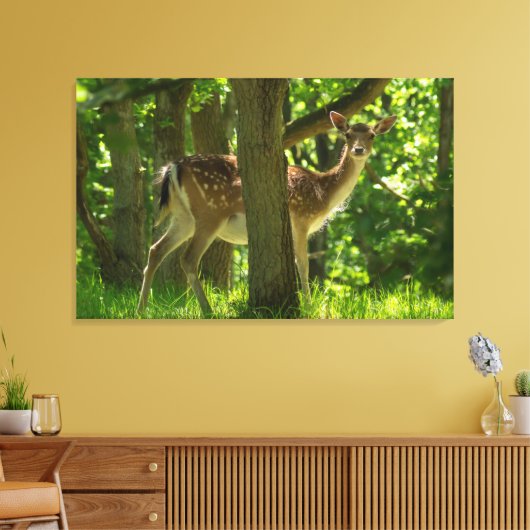 Wilde braaklaag in bossen tussen bomen canvas afdruk (Insitu (Woonkamer))