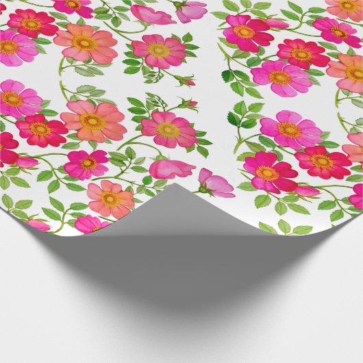 Wilde Briar Roos Floral wrapping Paper Cadeaupapier (Hoek)