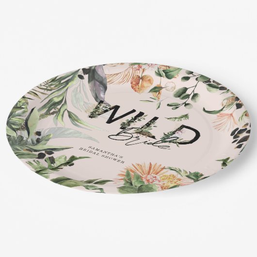 Wilde Bruid | Jungle Bruiloft Borrel Papieren Bordje (Gekanteld)