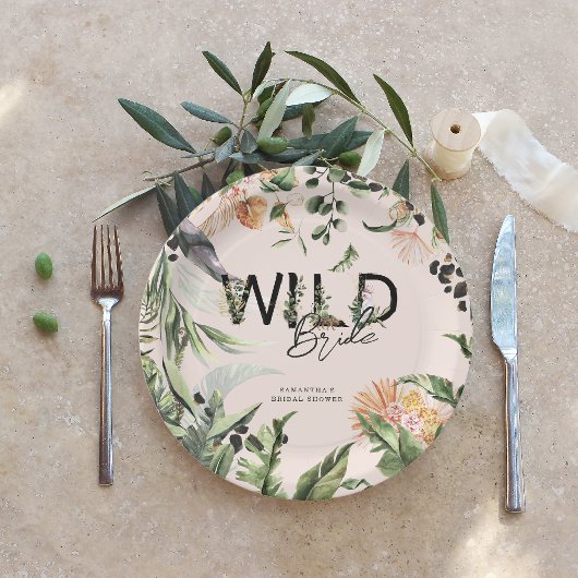 Wilde Bruid | Jungle Bruiloftsfeest Papieren Bordje