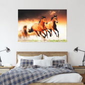 Wilde bruine paarden hardlopen canvas afdruk (Insitu (Slaapkamer))