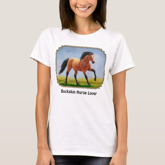 Wilde Buckskin Horse runnen T-shirt (Voorkant)
