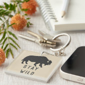 Wilde Buffel Silhouet Sleutelhanger (Voorkant Rechts)
